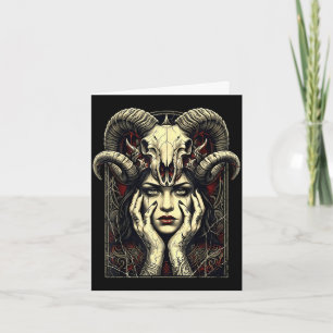 Gothische hoorns occulte heks fantasie demon meisj kaart