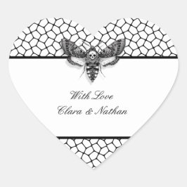 Gothische Huwelijkssticker – Mot & Kant Zwart & Wi Hart Sticker
