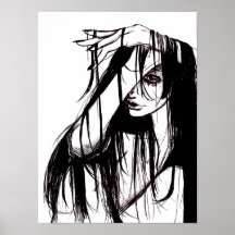 Gothische inkt vrouw donkere illustratie horror ku