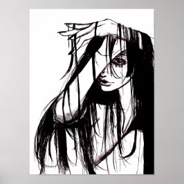 Gothische inkt vrouw donkere illustratie horror ku poster
