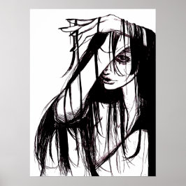 Gothische inkt vrouw donkere illustratie horrorpos poster