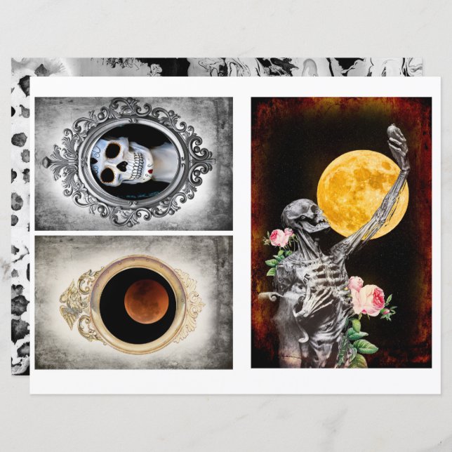 Gothische kaarten voor plakboekpapier (Voorkant / Achterkant)