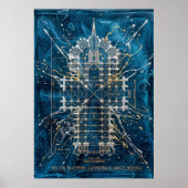 Gothische kathedraal blauwdruk kunstprint poster (Voorkant)