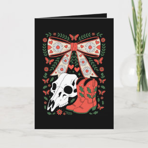 Gothische Kerst Cowboylaarzen Schedel Boog Hulst K Kaart