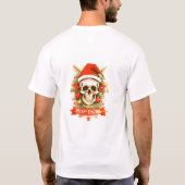 Gothische Kerst: Doodshoofd Prettig Kerstfeest T-shirt (Achterkant)