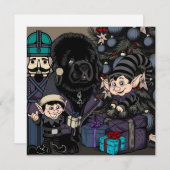 Gothische Kerst Newfoundlander Puppy Hond Feestdagenkaart (Voorkant / Achterkant)