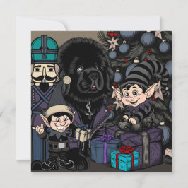 Gothische Kerst Newfoundlander Puppy Hond Feestdagenkaart