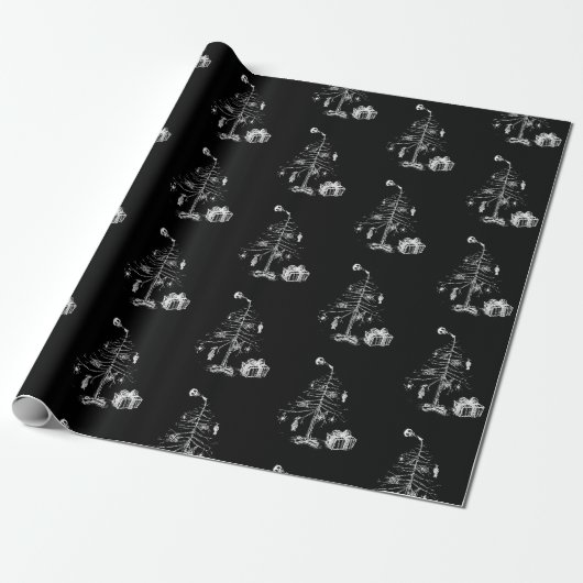 Gothische Kerstboom Cadeaupapier (Uitgerold)