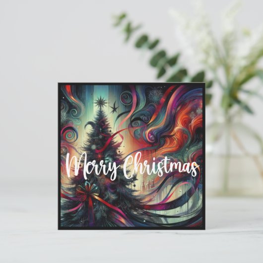 Gothische Kerstboom Feestdagenkaart (Staand voorkant)