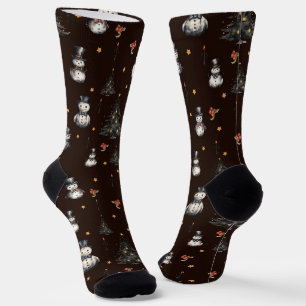 Gothische Kerstboom Griezelige Sneeuwmannen Sokken