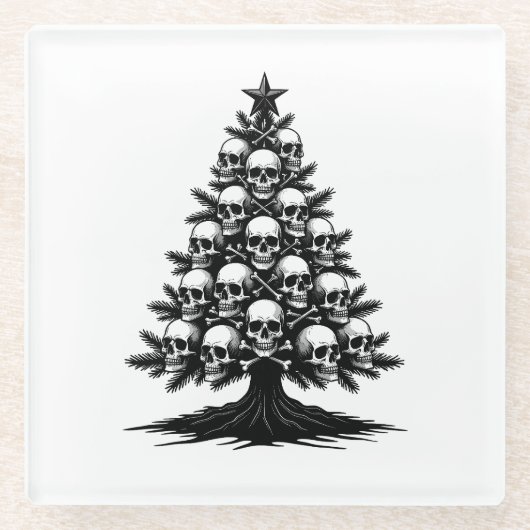 Gothische Kerstboom II Glazen Onderzetter (Voorkant)