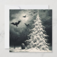 Gothische kerstboom met griezelige vleermuizen hor