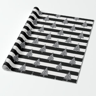 Gothische kerstboom met strepen cadeaupapier