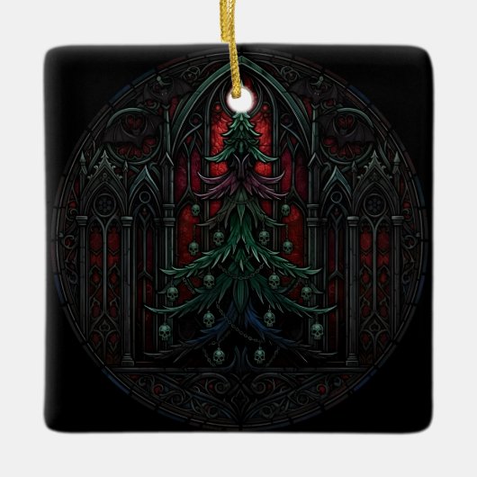 Gothische Kerstboom Schedels Keramisch Ornament (Voorkant)