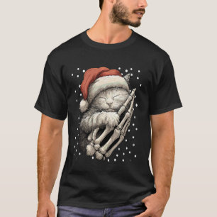 Gothische Kerstkat Santa-hoed Skelet Hand Gotisch  T-shirt