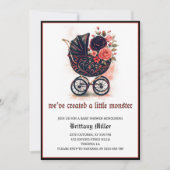 Gothische kinderwagen Halloween baby shower Kaart (Voorkant)