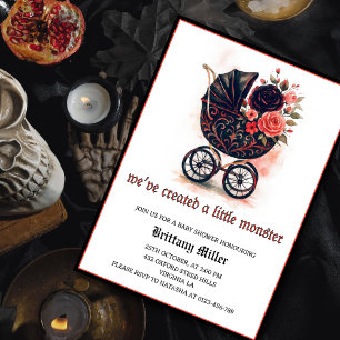 Gothische kinderwagen Halloween baby shower Kaart