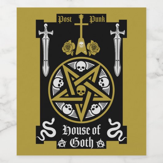 Gothische kleding en accessoires wijn etiket (Enkel label)