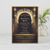 Gothische kostuums en Cocktails Halloween Invitati Kaart (Staand voorkant)