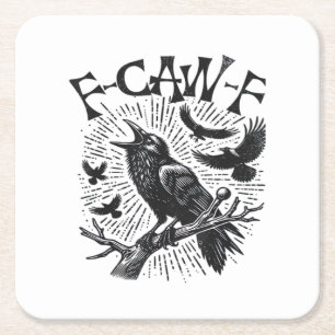 Gothische Kraai F-Caw-F Humor Grappig Essentieel R Kartonnen Onderzetters
