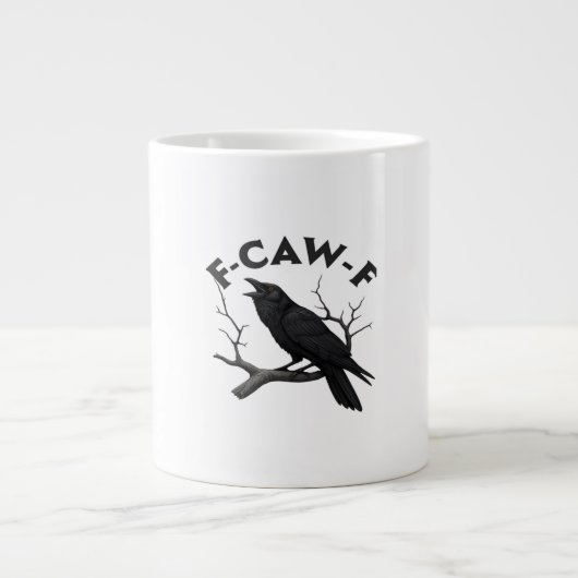 Gothische Kraai Grappige F-Caw-F Humor Essentiële Grote Koffiekop (Voorkant)