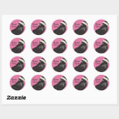 Gothische Kraai Prettig Kerstfeest Roze en Zwarte Ronde Sticker (Vel)
