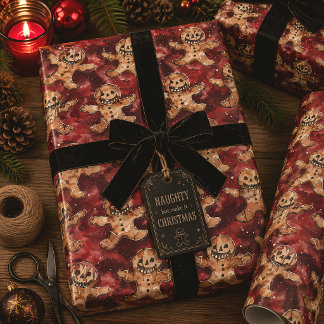 Gothische Kwaadaardige Peperkoek Griezelige Kerstm Cadeaupapier