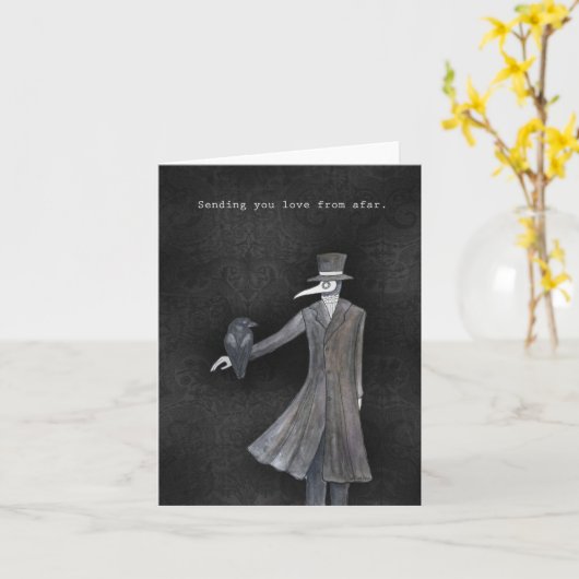 Gothische liefdesplaagdokter met een raaf valentij kaart (Gele Bloem)