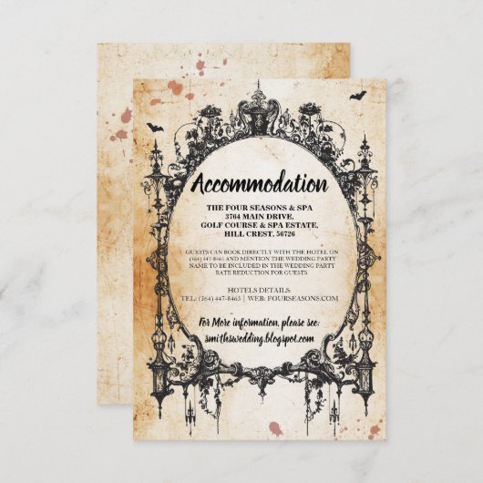 Gothische Lijst Rustic Accommodding Wedding Cards Informatiekaartje (Voorkant / Achterkant)