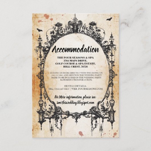 Gothische Lijst Rustic Accommodding Wedding Cards Informatiekaartje (Voorkant)