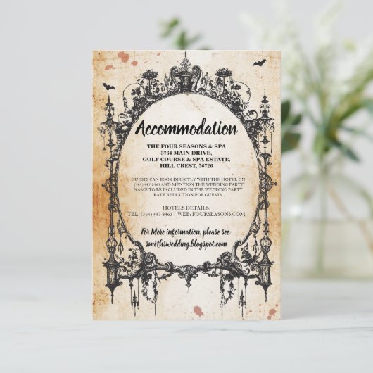 Gothische Lijst Rustic Accommodding Wedding Cards Informatiekaartje (Staand voorkant)