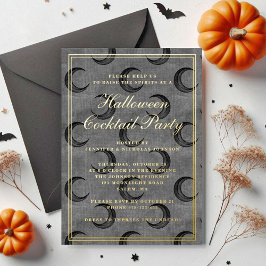 Gothische Maan Halloween Cocktailparty Goud Folie Uitnodiging