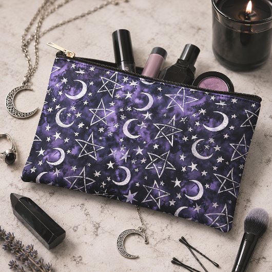 Gothische Maan & Pentagram Paars Etui