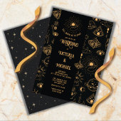 Gothische Maan Sterren Mot Donkere Bruiloft Kaart