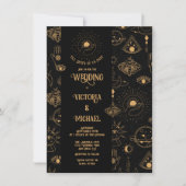 Gothische Maan Sterren Mot Donkere Bruiloft Kaart (Voorkant)