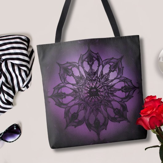 Gothische Mandala Paarse Boodschappentas Tote Bag