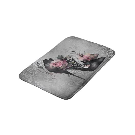 Gothische Mode Stiletto-hiel met roze moerasrozen Badmat (Gekanteld)