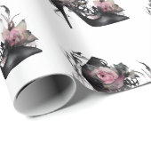 Gothische Mode Stiletto-hiel met roze moerasrozen Cadeaupapier (Rol Hoek)