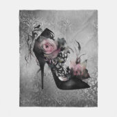 Gothische Mode Stiletto-hiel met roze moerasrozen Fleece Deken (Voorkant)