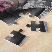 Gothische Mode Stiletto-hiel met roze moerasrozen Legpuzzel (Zijkant)