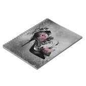 Gothische Mode Stiletto-hiel met roze moerasrozen Notitieboek (Linkerzijde)