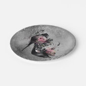 Gothische Mode Stiletto-hiel met roze moerasrozen Papieren Bordje (Gekanteld)