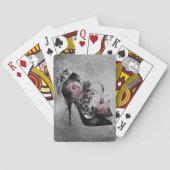 Gothische Mode Stiletto-hiel met roze moerasrozen Pokerkaarten (Achterkant)