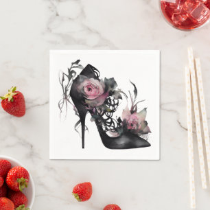 Gothische Mode Stiletto-hiel met roze moerasrozen Servet