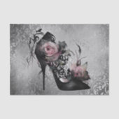 Gothische Mode Stiletto-hiel met roze moerasrozen Tissuepapier (Voorkant)