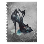 Gothische Mode Stiletto High Hiel met Blauwgroen p Notitieboek (Voorkant)