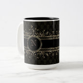  gothische monogrammen voor zwart en goud tweekleurige koffiemok (Voorkant links)