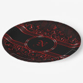 gothische monogrammen, zwart en rood papieren bordje (Gekanteld)