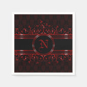  gothische monogrammen, zwart en rood servet (Voorkant)