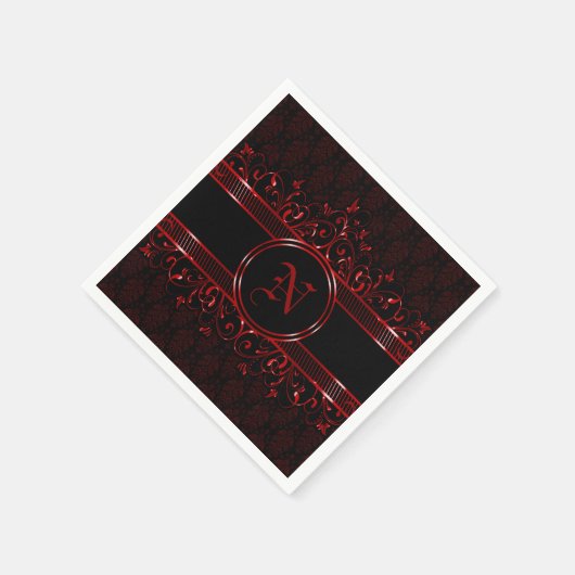  gothische monogrammen, zwart en rood servet (Hoek)